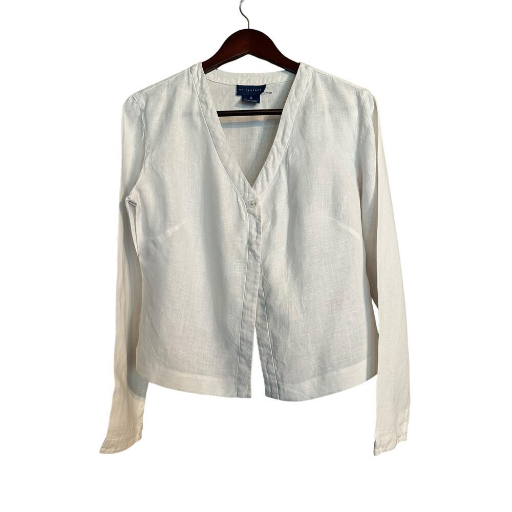 My Clothes White Linen Jacket Size 8 Medium